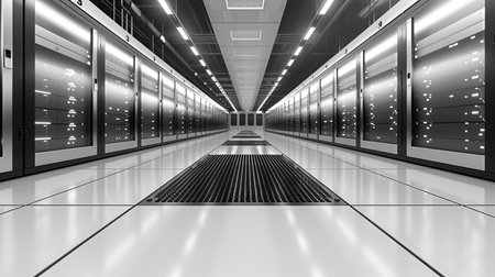 3d rendering server room data center. 3d render server room data center.の素材