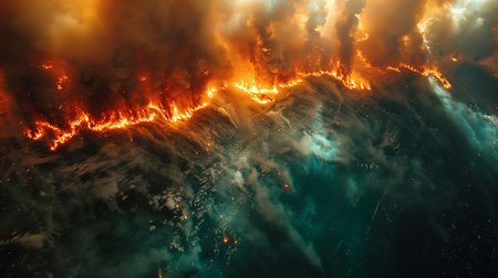 3D illustration of a fire in the night sky. 3D renderingの素材