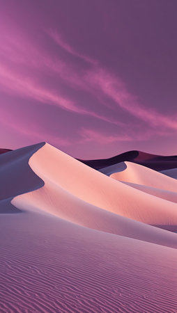 Desert sand dunes at sunset. 3d render illustration.の素材