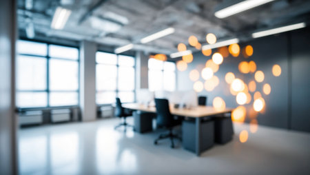 Blurred image of modern office interior for background usage. Abstract blur background.の素材