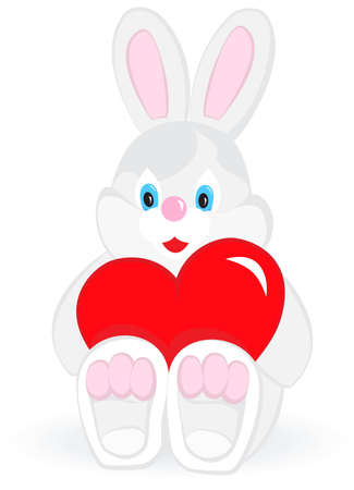 bunny holding in the paws of a red heartのイラスト素材