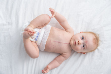 little girl with a scar from heart surgery