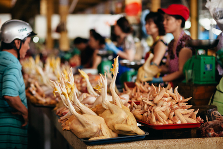poultry chicken for sale at vietnamese marketのeditorial素材