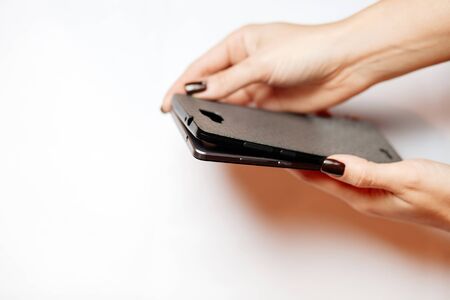 using smartphone case close upの写真素材