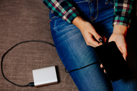 powerbank charging device close upの写真素材