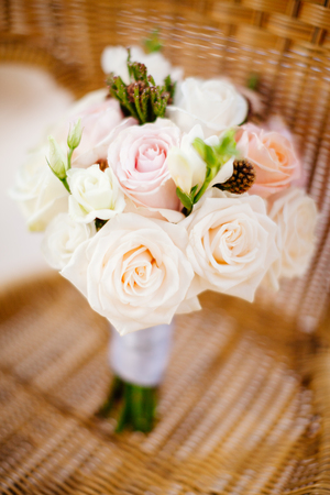 bridal wedding bouquet roses background. Fine art wedding styleの写真素材