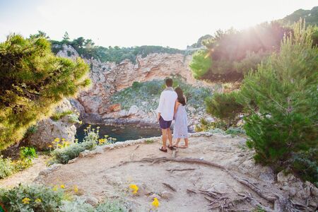 lovely couple travel to Europe. Holding hands together. Fine art styleの写真素材