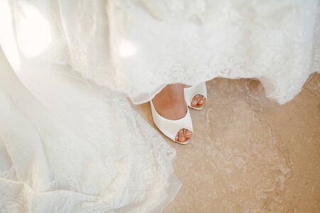 fancy wedding shoes. Bridal shoes.の写真素材