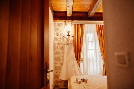fancy wedding dress. Bridal morningの写真素材