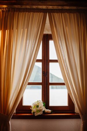 fancy wedding bouquet. Fine art wedding bouquet and flowers backgroundの写真素材