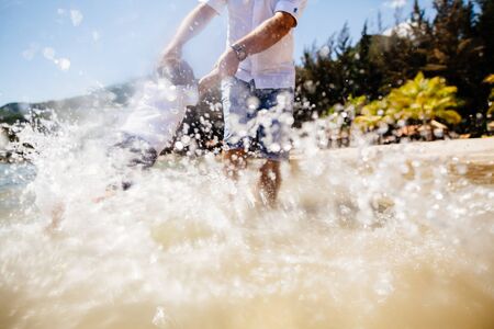 family vacation on luxury beach resortの写真素材