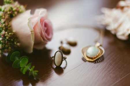 vintage wedding jewelry. Bride's  accessoriesの写真素材