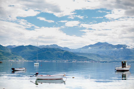 picturesque harbour with boats and yachts. Montenegro.の写真素材
