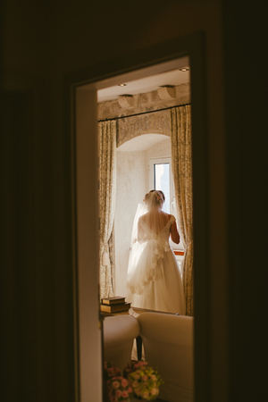 bride in hotel. Bridal morning.の写真素材