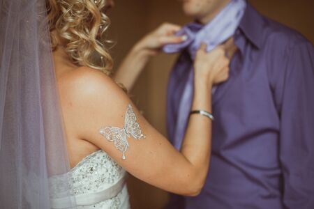 bride getting ready. Bridal morning.の写真素材