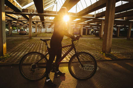bicycle style man in sunglasses with sunlight