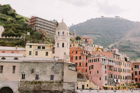 Vernazza view in Cinque Terre. Travelling Italy. Landsape in Cinque Terre, Vernazzaの写真素材
