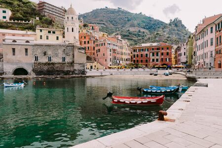 Vernazza view in Cinque Terre. Travelling Italy. Landsape in Cinque Terre, Vernazzaの写真素材