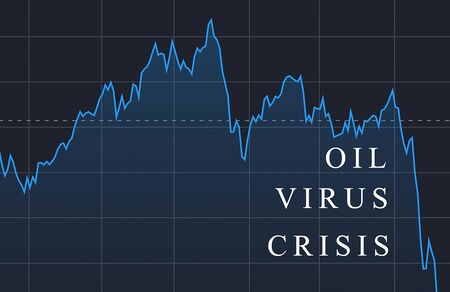 World  economic cirisis stocks fall down virus and oil graph. Stock market price fall down. World crisis panic. Economy crisisの写真素材