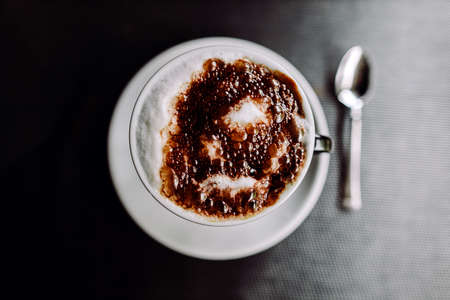 cup of coffee top viewの写真素材