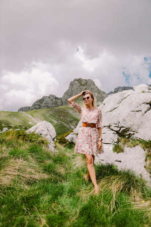 beautiful woman relax at countryside on vacationの写真素材