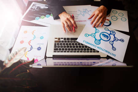 marketing manager making marketing distribution channels planの写真素材