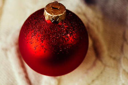new year ball red colour macroの写真素材