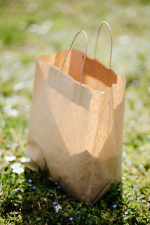 craft paper bag blank mock upの写真素材