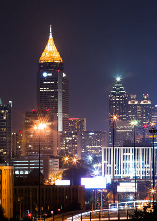 The best Atlanta Downtown overlook at dusk with blue skyの写真素材