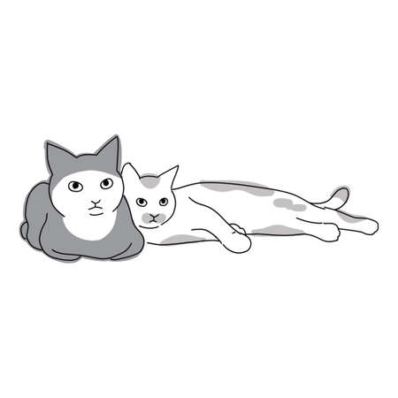 Cute and simple full body illustration of catのイラスト素材