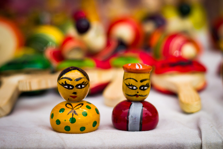 man woman wooden couple doll toy bustの写真素材