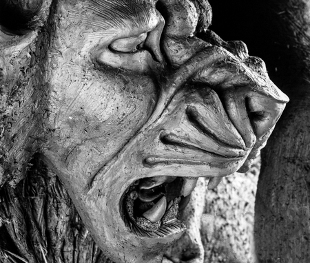 Kumartuli,West Bengal, India, July 2018. A clay idol of Lion, the pet ride of Goddess Durga under construction.Durga puja is the most awaited hindu festival worldwide.のeditorial素材