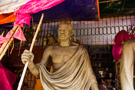 Kumartuli,West Bengal, India, July 2018. A was statue of mahatma gandhi under construction at a shop. mahatma gandhi played a key role in indian independence from the British rajのeditorial素材