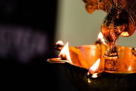 close up macro image of an oil lamp fire flame