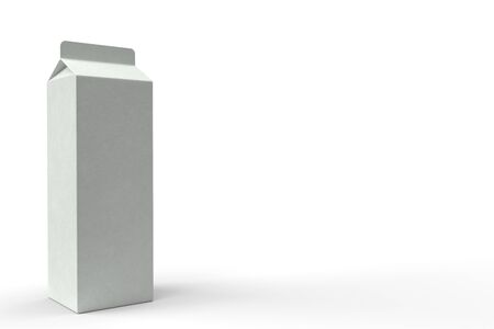 3d render of a white cardboard drinking carton pack mock up in white backgroundの写真素材