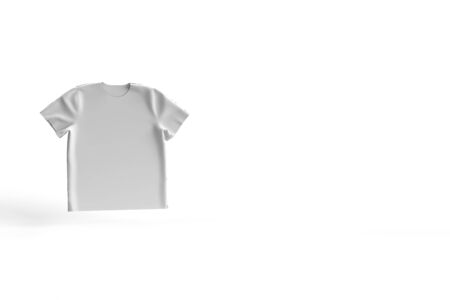 3d render of white t shirt mockup in white background.の写真素材