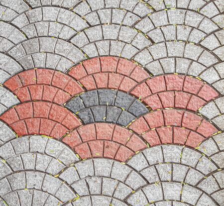 brick arched pattern concrete wall stone texture backgroundの写真素材