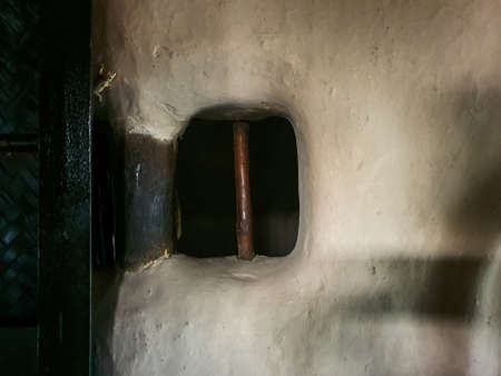 2nd October 2019, Sevagram, India- View of the huts and cottages of mahatma gandhi's ashram at Sevagram, India- a popular indian tourist attractionのeditorial素材