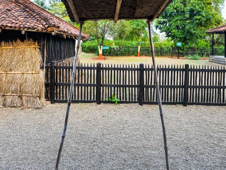 2nd October 2019, Sevagram, India- View of the huts and cottages of mahatma gandhi's ashram at Sevagram, India- a popular indian tourist attractionのeditorial素材