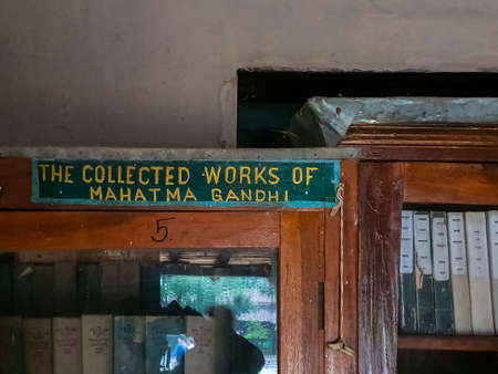 2nd October 2019, Sevagram, India-View of the interiors of the room where mahatma gandhi stayed at Sevagram ashram, India.のeditorial素材