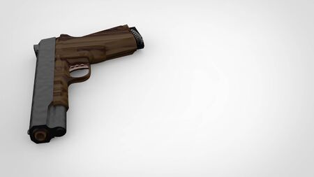 3d render of a low polygon handgun in white background.の写真素材