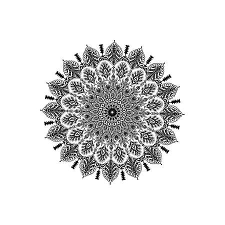 A Flower Mandala. Alpona. Vintage decorative elements. Oriental pattern, illustration. Islam, Arabic, Indian, moroccan,spain, turkish, pakistan, chinese, mystic, ottoman motifs.の写真素材