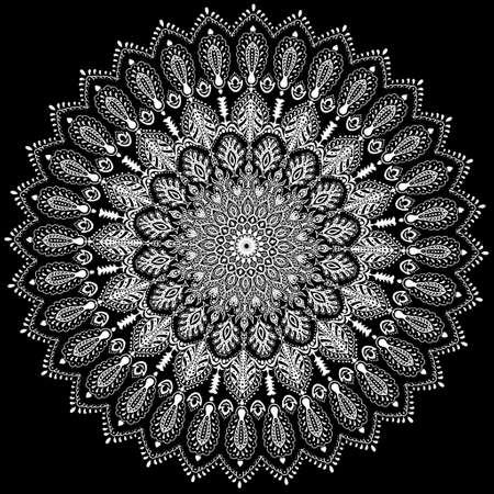 A Flower Mandala. Alpona. Vintage decorative elements. Oriental pattern, illustration. Islam, Arabic, Indian, moroccan,spain, turkish, pakistan, chinese, mystic, ottoman motifs.の写真素材