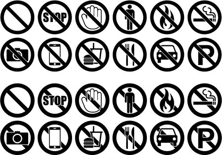 Prohibition warning icon illustration collectionのイラスト素材