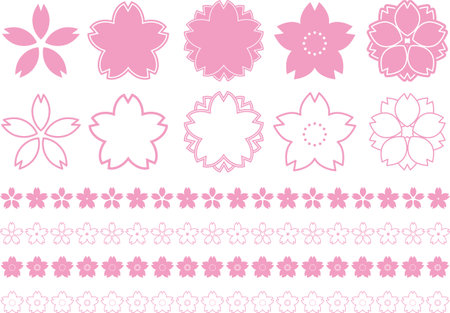 Illustration material collection of cherry blossomsのイラスト素材
