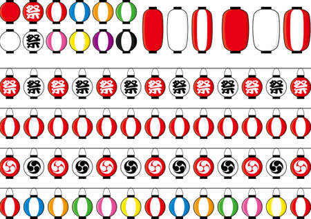 Illustration collection of traditional Japanese lanternsのイラスト素材