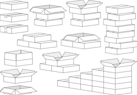 Vector illustration set of cardboardのイラスト素材