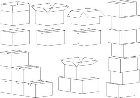 Vector illustration set of cardboardのイラスト素材