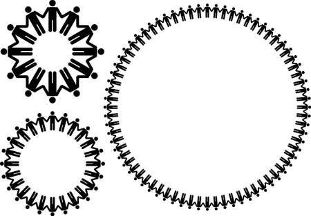 Illustration of a circle of peopleのイラスト素材