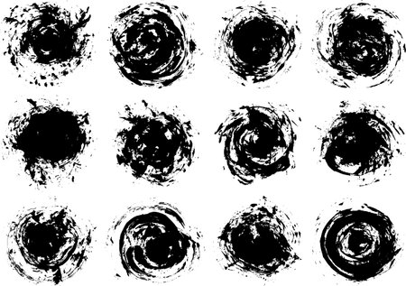 Circle material collection drawn with a brushのイラスト素材